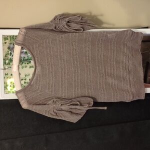 Colza Brown see-through knitted sweater with sequence size medium